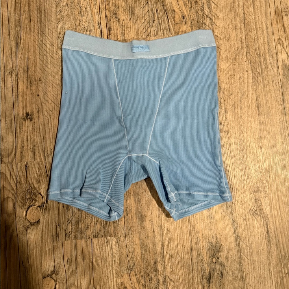 SKIMS COTTON RIBBED BOXERS (BLUE)